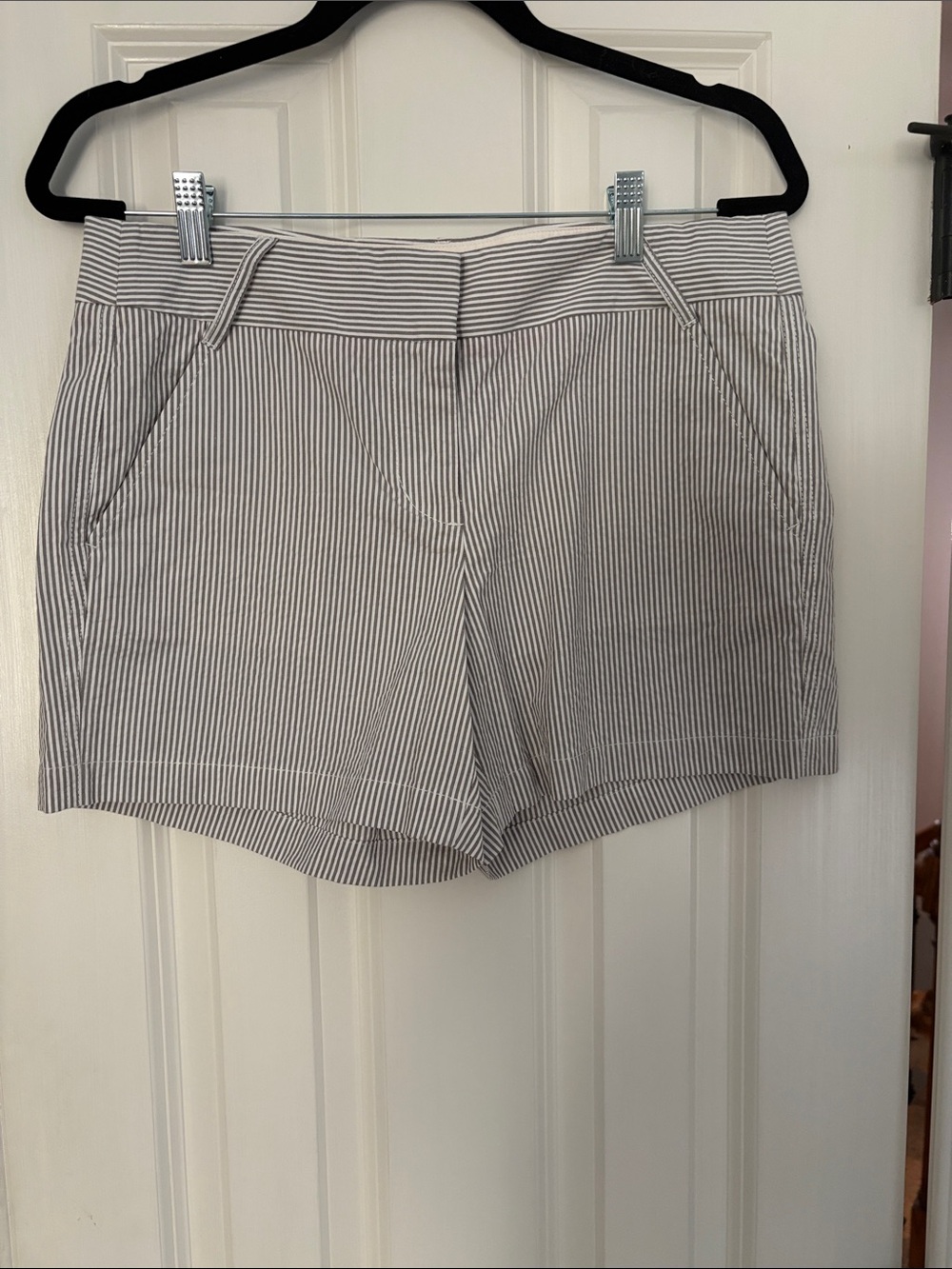 Jcrew seersucker Cream and Gray Women’s Shorts - Casual Summer Style